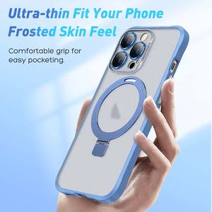 Para <span class=keywords><strong>iPhone</strong></span> 14 y <span class=keywords><strong>13</strong></span> funda de teléfono con soporte magnético con <span class=keywords><strong>carga</strong></span> inalámbrica cubierta trasera mate Cámara película protectora cubierta a prueba de golpes - Product Image 3