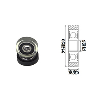 Poulie en plastique polyuréthane 5x5x20mm Roue à roulettes avec roulement pour porte de douche coulissante PU62520-5 Roues à roulettes en PU