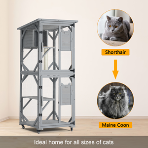 Luxury 4-Tier Pet Fence <strong>Cat</strong> House with Removable Floor Scratching Post Large Outdoor Enclosure with 4 Wheels for Catio Patio - Product Image 3