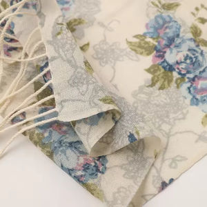 Bufanda Floral Boho de Lujo Premium, Rosa y Crema, Azul Cielo, Chal Suave Tejido con Estampado Botánico, Venta al Por Mayor OEM - Product Image 5