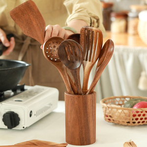Belles cuillères <span class=keywords><strong>en</strong></span> bois cuisine <span class=keywords><strong>ustensiles</strong></span> de cuisine antiadhésifs ensemble de spatule <span class=keywords><strong>en</strong></span> <span class=keywords><strong>bambou</strong></span> long naturel - Product Image 4