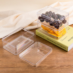 Boîte rectangulaire multifonction en plastique transparent avec couvercle, conteneur alimentaire pour biscuits, pâtisseries, emballage cadeau, présentoir - Product Image 1