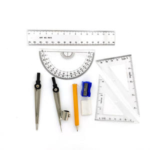 Precio barato de fábrica, papelería escolar, 9 Uds., herramientas geométricas para niños, juego de reglas de dibujo, caja de instrumentos para niños - Product Image 5