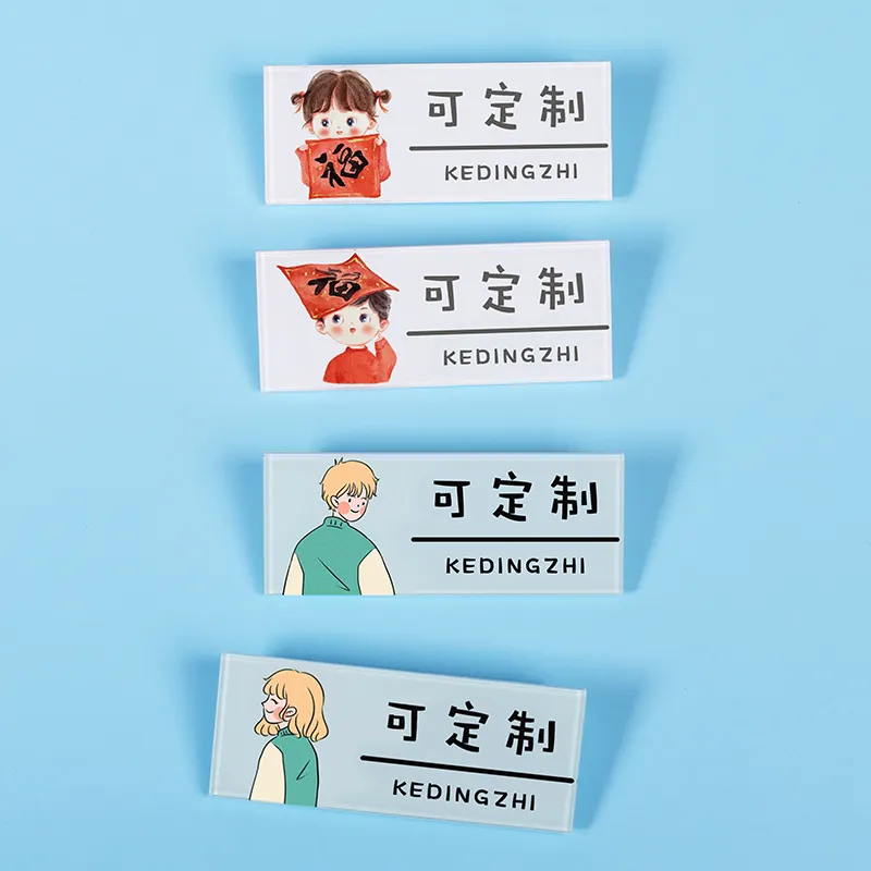 Badge coréen transparent en plastique, badge avec nom, en acrylique, pour personnel de boutique
