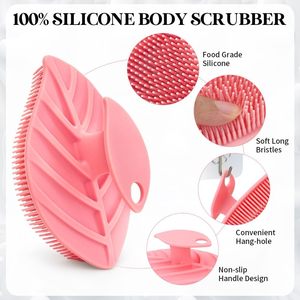 Brosse corporelle simple en silicone avec logo personnalisé, exfoliante, à poignée, pour la douche, avec soies massantes, séchage rapide, exfoliant pour le bain - Product Image 3