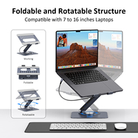 LTP02H-B Dudukan Laptop Dapat Diputar 360 Derajat dan Dapat Dilipat dengan HDMI HUB USB Kecepatan Data 10Gbps Hub USB Untuk Laptop