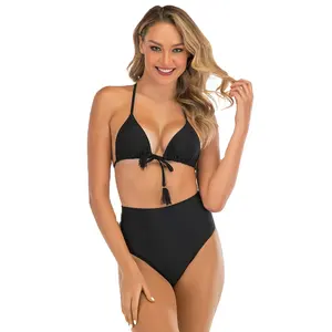 Großhandel Damen Bade bekleidung Bikini Set benutzer definierte LOGO sexy Schlinge Dreieck weibliche hohe Taille Bikini