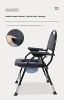 Chaise de toilette pliable pour personnes âgées, design moderne, capacité 100 kg, légère et portable, cinq niveaux de réglage