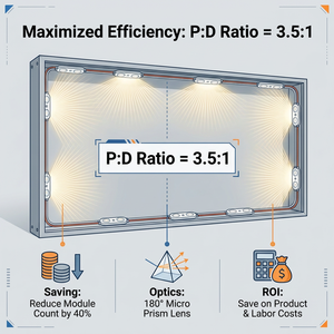 Modules LED 3000K Blanc Chaud 180 °   Lentille à micro-prismes à haute efficacité, rapport P:D 3,5:1, utilisation en extérieur - Product Image 4