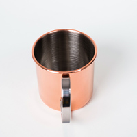 Mug à bière en métal de style moderne en acier inoxydable 304 gravé à pointes martelées, en cuivre uni, Moscow Mule, avec poignée