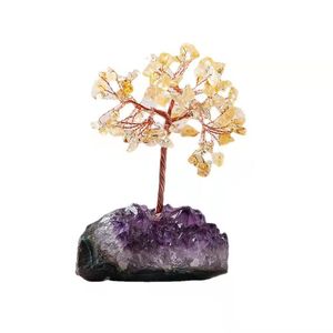 Citrine <b>Crystal</b> <b>Tree</b> On Amethyst Base Money <b>Tree</b> Decor Home Office Decoration - Product Image 1