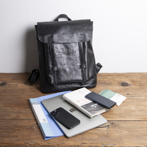 Sac à dos en cuir véritable pour hommes, style rétro, couleur unie, noir, 20L, extensible, étanche, sac de voyage décontracté - Product Image 3