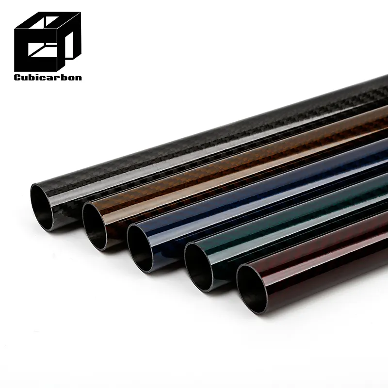 High Performance Customized Colored Coating Carbon Fiber Tube Pipes 3K Glossy Colorful Carbon Fiber Tube