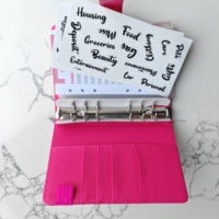 Carnet à spirales A6 en cuir PU, journal, organiseur 6 anneaux, couverture couleur macaron, classeur de budget, enveloppes pour espèces, pochette zippée pour filles