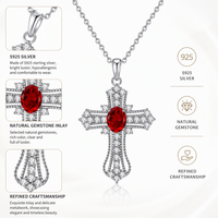 Collier pendentif croix en argent S925 incrusté de pierres précieuses naturelles pour femmes, fabrication OEM ODM sur mesure, vente en gros, ensemble de bijoux fins, cadeau, nouveauté