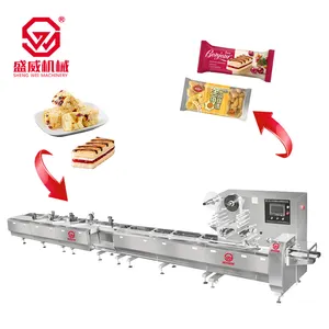 Shengwei máquinas completo automático multifuncional arrumar alimentação bolo caramelo trata doces bar chocolate embalagem máquina