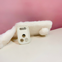 Nouvelle coque de téléphone en peluche lapin aux longues oreilles pour l'automne et l'hiver avec support d'objectif et chaîne pour iPhone 17 Pro Max 16 13 12 11