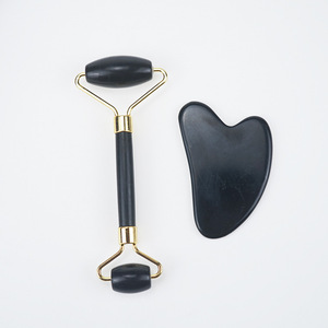 Hongyu-334 HongYu 100% Natural Handheld hitam Obsidian Rose Jade <span class=keywords><strong>Roller</strong></span> Gua Sha kecantikan pijat wajah untuk disesuaikan wajah - Product Image 4