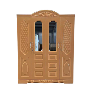 2023 steel Imprint pattern almirah 4 swing door metal wardrobe metal cabinet lemari iron Printing Wardrobe With Mirror