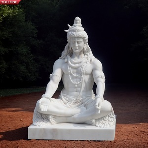Statua in Marmo Bianco YOUFINE, Grande Scultura del Dio Indù Shiva in Meditazione per Centri Culturali - Product Image 2