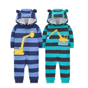 Baby Clothes Suppliers New Designer Fleece Baby Pajamas Zippered Polar Hooded Baby Fleece Romper