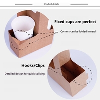 Support à gobelets en carton ondulé avec poignée, porte-gobelets jetable écologique pour 2 gobelets, plateau de transport pour café et boissons, idéal pour la livraison de repas à emporter