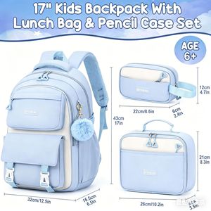 New Simple <b>Backpack</b> Students Large Capacity Lightweight Load Reduction High Quality Three-piece School Bag - Product Image 6