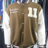 Veste de baseball pour homme, en laine double face, style varsity, avec patch brodé personnalisé en chenille, veste letterman