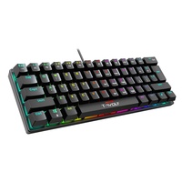 T-WOLF Keyboard Gaming Mekanik USB RGB Backlit 63-Tombol Keyboard Mini Berkabel Tata Letak Portugis