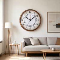Jam Dinding Kayu Modern Dekorasi Rumah 2026 Produk Baru, Jam Quartz Kayu Tanpa Suara