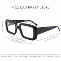 Lunettes de vue rectangulaires unisexes vintage de haute qualité en acétate transparent épais avec verres en nylon, personnalisables avec logo