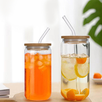 Vente en gros usine : Gobelet en verre givré transparent réutilisable de 16 oz pour sublimation, avec couvercle et paille