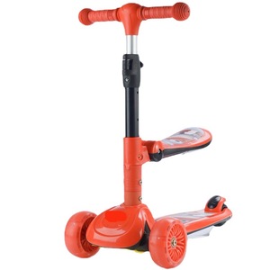 Patinete plegable 2 en 1 con barra de empuje y asiento para niños de 3 a 6 años con altura ajustable y función de asiento. - Product Image 5