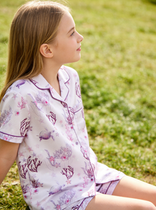 <span class=keywords><strong>Pigiama</strong></span> Coordinato per Bambine 2026 in Raso Lilla e Corallo, Maniche Corte, Comodo e Traspirante, <span class=keywords><strong>con</strong></span> <span class=keywords><strong>Bottoni</strong></span>, per Primavera - Product Image 4