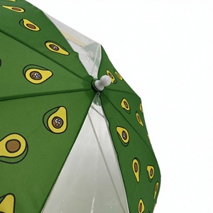 Parapluie personnalisé pour enfants avec motif d'avocat mignon, parapluie droit transparent imprimé de dessins animés pour les jours de pluie des enfants en UE et aux États-Unis - Product Image 3