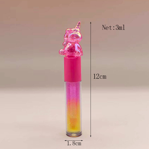 Brillo de labios de dos colores vegano en forma de <span class=keywords><strong>unicornio</strong></span> con etiqueta privada con color degradado - Product Image 4