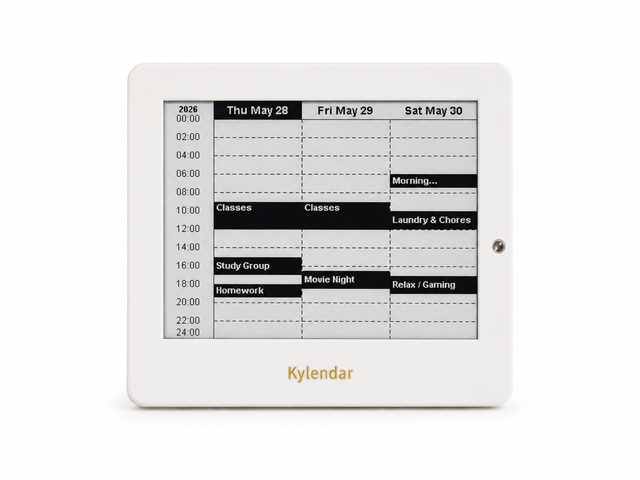 Kylenar Student Desk Smart Calendar 4.2 Inch E-Ink Digital Study Planner WiFi Auto Sync Homework Class Alert Wall Mount