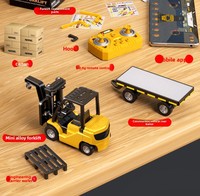 Camion-remorque télécommandé en alliage pour enfants, chariot élévateur, véhicule jouet prêt à l'emploi, idéal pour un cadeau d'anniversaire