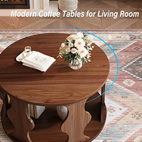 Table basse ronde de forme organique artistique, finition noyer, pour foyer, coin lecture, bibliothèque, loft, fabrication sur mesure ODM