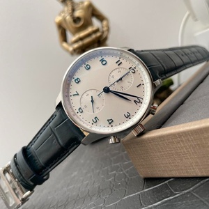 Montre chronographe à double cadran pour hommes de qualité supérieure, bracelet en cuir noir, cristal saphir, étanche, montre-bracelet d'affaires - Product Image 4