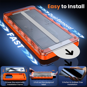 Kit d'application anti-poussière à installation facile, film protecteur d'écran en verre trempé 9H 2.5D pour iPhone 14 15 16 17 Pro Max - Product Image 6