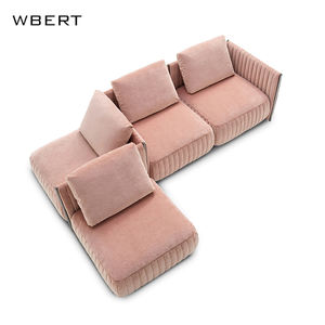 WBERT italien moderne personnalisé simple Double canapé ensemble agneau polaire rétro élégant léger luxe tissu pour hôtels Villas appartements - Product Image 3
