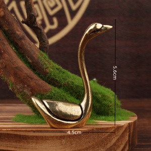 Ornement Cygne en Laiton 2 Pièces Décoration de Bureau Maison Mariage Style Traditionnel - Product Image 4