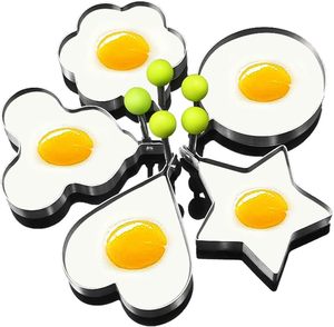 Accessoires de cuisine tendance, moule à œufs en métal argenté avec formes d'étoile/fleur/cercle/cœur, anneaux pour œufs et crêpes pour mélanger les œufs - Product Image 1