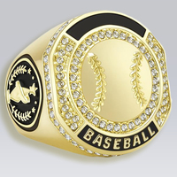 Bague de championnat personnalisée en métal découpée à l'emporte-pièce, dorée, pour le baseball, le softball et les événements sportifs, destinée aux vainqueurs de tournois et de ligues