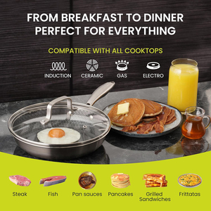 Triply Stainless Steel Frying <b>Pan</b> Saute <b>Pan</b> Non-Stick Coating Gas <b>Induction</b> Cooking 3 Layers Stainless Steel Fry <b>Pan</b> - Product Image 6