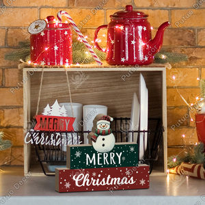 <strong>Desk</strong> <strong>Wooden</strong> Crafts Plaque Xmas Stand Holiday Tabletop Ornaments Merry Christmas Party Decoration - Product Image 3