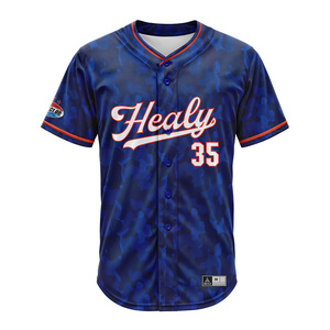 Men Women Quick Dry Polyester <b>Camo</b> Baseball Jersey All Over Sublimation Print Red Piping Short Sleeve Button Up Softball Tee - Product Image 1
