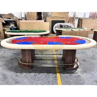 YH disesuaikan taplak meja Soild kayu Oval 10 pemain Digital Cina kasino Retro merah Texas meja Poker