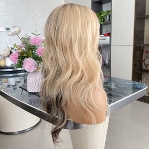 Perruque Synthétique Longue Blonde avec Mèches Brunes 13x6 Lace, Aspect Naturel, pour Filles - Product Image 5
